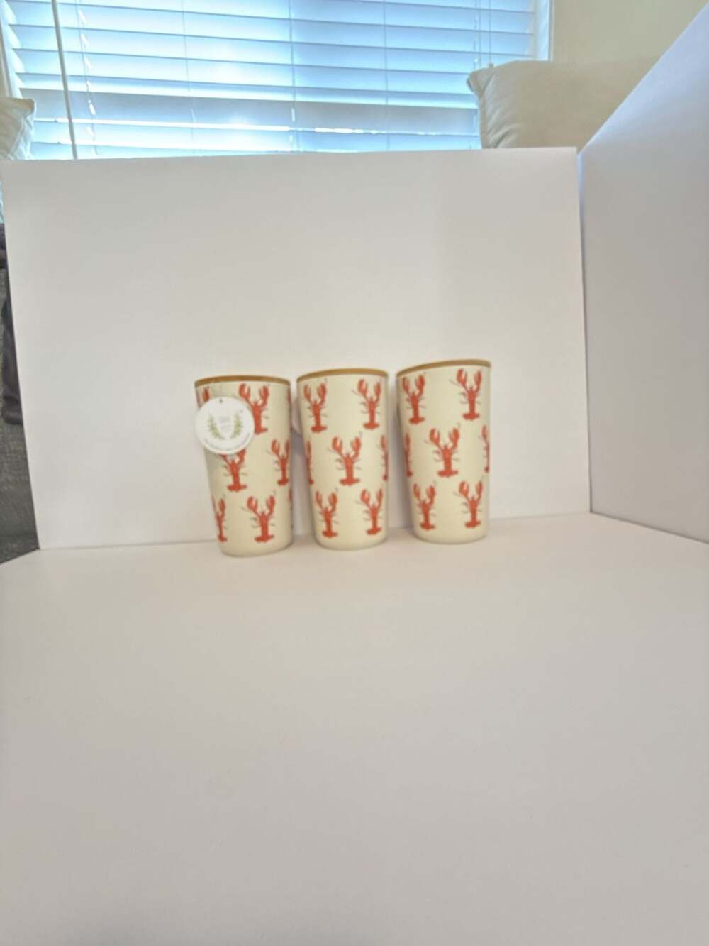 Sara Fitz Lobster Bamboo Fiber Food Canister 46oz Set of 3 NWT Coastal Kitchen